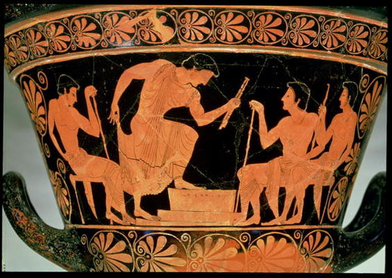 A Musical Contest, detail from an Attic red-figure calyx-krater, from Cervetri, Italy, c.510 BC (pot à Euphronios
