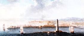 A View of a Port from the Sea, probably Livorno (pen, brown