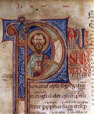 Epistle of St. Paul, 12th century (vellum) à Ecole Européenne, (12ème siècle)