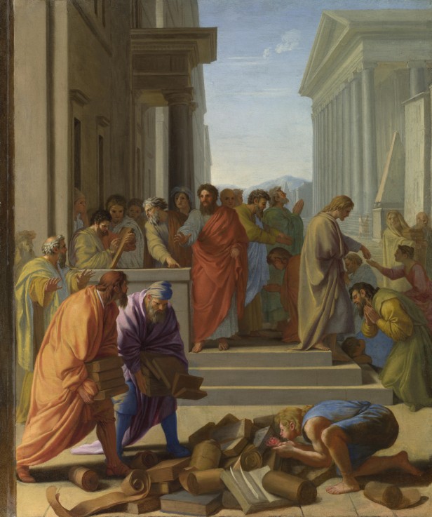 Saint Paul preaching at Ephesus à Eustache Le Sueur