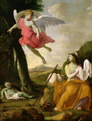 Hagar and Ishmael Rescued by the Angel, c.1648 (oil on canvas) à Eustache Le Sueur