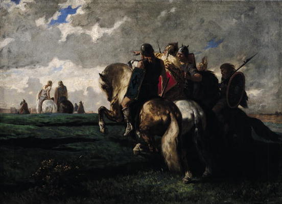 The Barbarians Before Rome (oil on canvas) à Evariste Vital Luminais