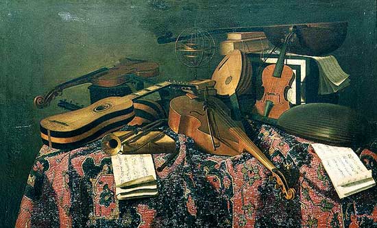 Still life with musical instruments à Evaristo Baschenis