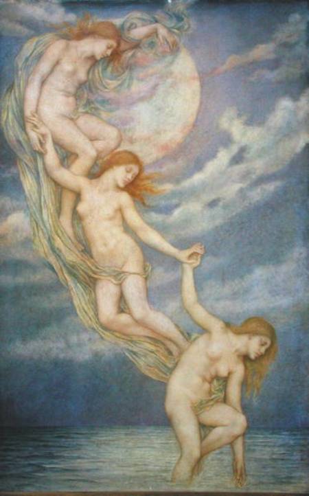 Moonbeams Dipping into the Sea à Evelyn de Morgan