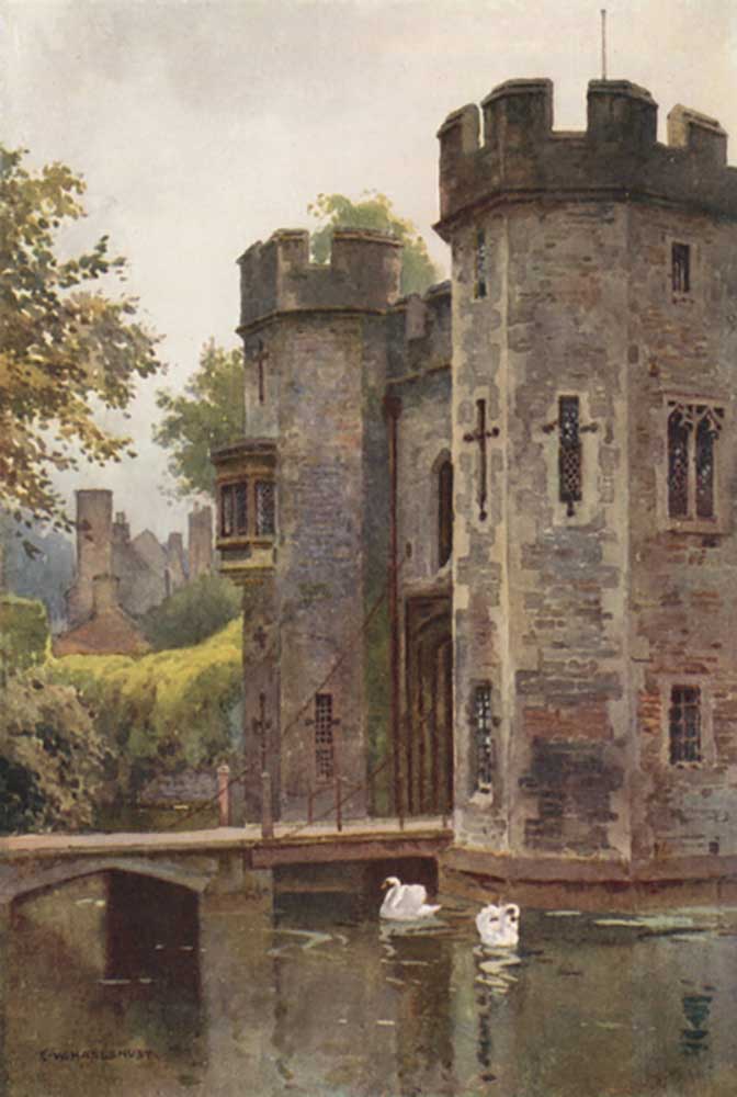 The Palace Gatehouse and Drawbridge, Wells à E.W. Haslehust
