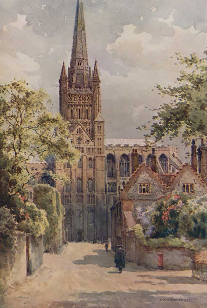 The Cathedral Precincts, Norwich à E.W. Haslehust