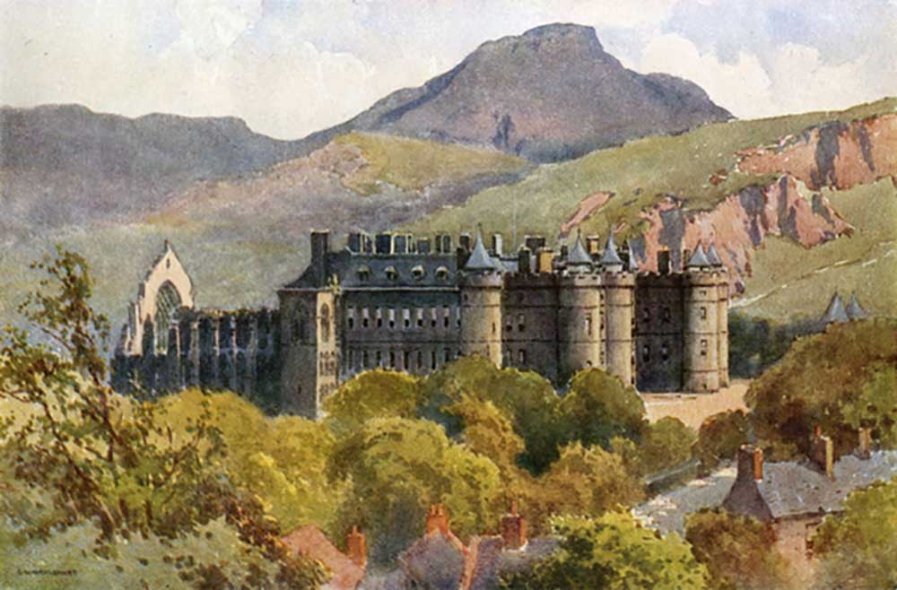 Holyrood Palace: Arthurs Seat in the Background à E.W. Haslehust
