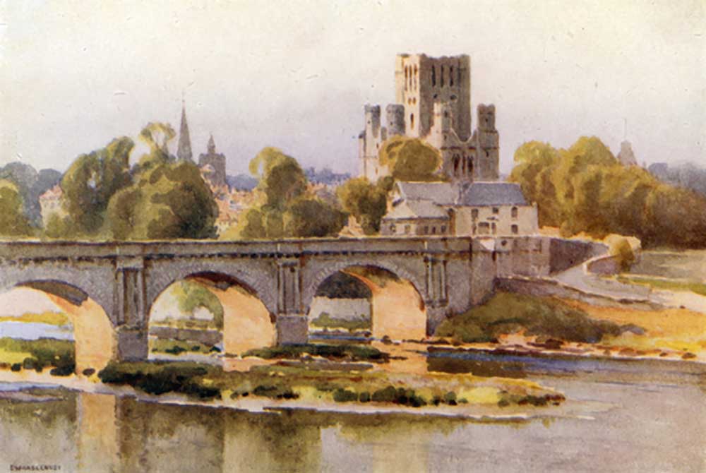 Kelso: The River Tweed and Abbey Ruins à E.W. Haslehust