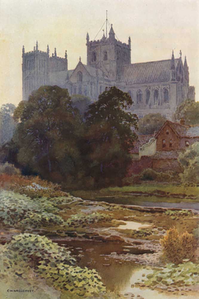 Ripon Minster from the River à E.W. Haslehust
