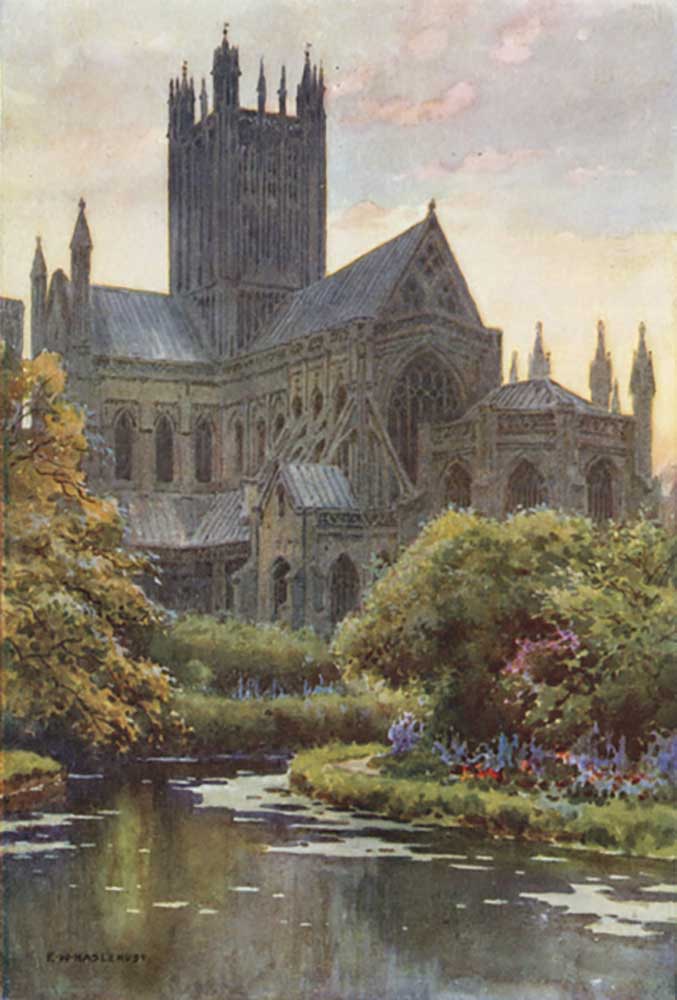 Wells Cathedral from the Springs à E.W. Haslehust