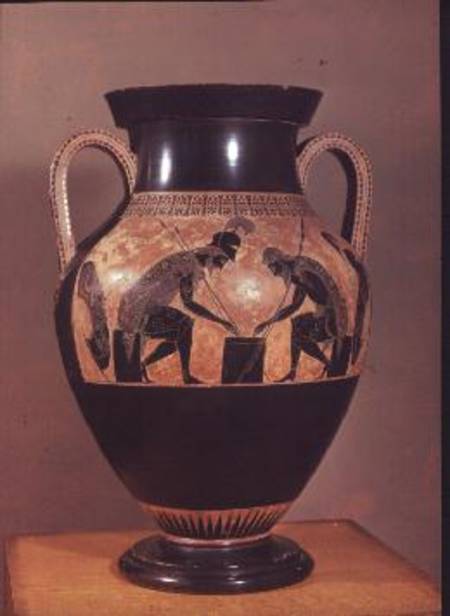 Amphora decorated in black-figure painting signed à Exekias