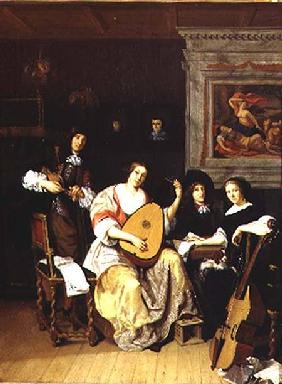 Interior with a group of musicians (panel)