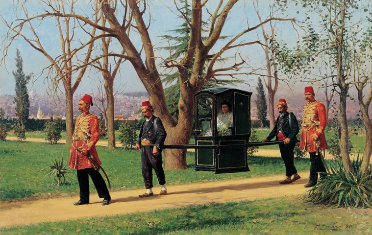 The Daughter of the English Ambassador Riding in a Palanquin à Fausto Zonaro