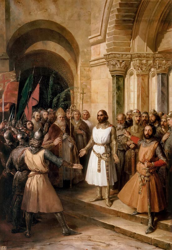 The election of Godfrey of Bouillon as the King of Jerusalem on July 23, 1099 à Federico de Madrazo y Kuntz