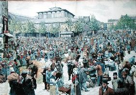 View of Les Halles, 1885 (colour litho) 