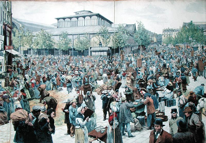 View of Les Halles, 1885 (colour litho)  à Felicien baron de Myrbach-Rheinfeld