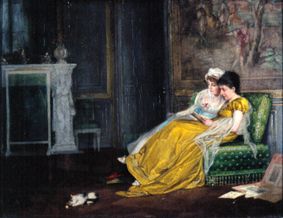 Jeunes dames avec la lecture dans le salon à Felix Freiherr von Ende