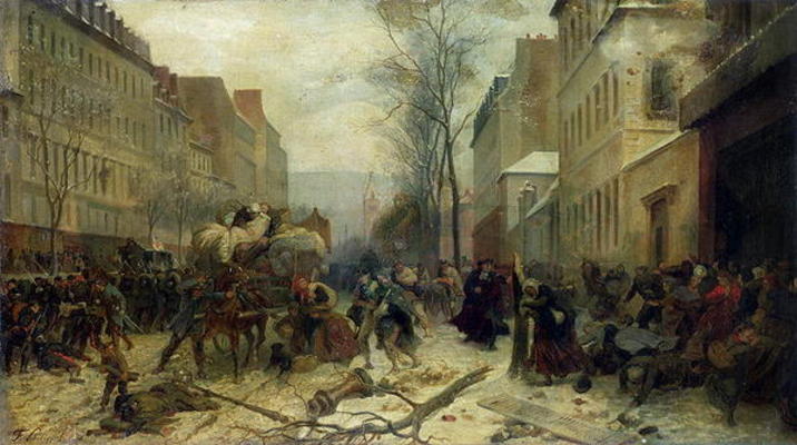 Bombardment of Paris in 1871 (oil on canvas) à Felix Philippoteaux