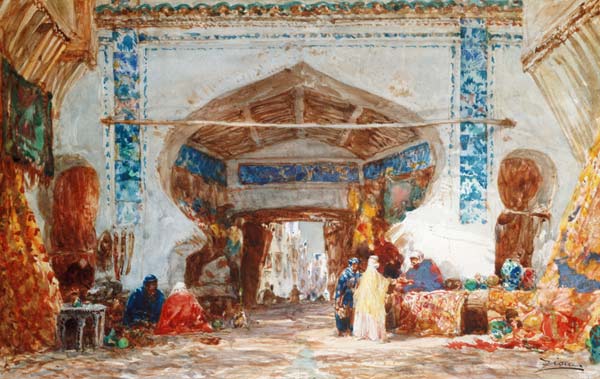 Bazaar in Constantinople à Felix Ziem