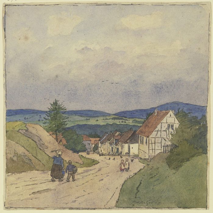 Village path to the valley à Ferdinand Balzer