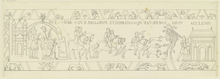 Zeichnung nach dem Bildteppich von Bayeux à Ferdinand Fellner