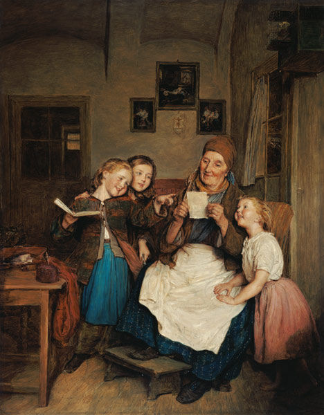 Grand-mère avec trois petites-filles à Ferdinand Georg Waldmüller