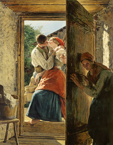 Amoureux surpris (le baiser) à Ferdinand Georg Waldmüller