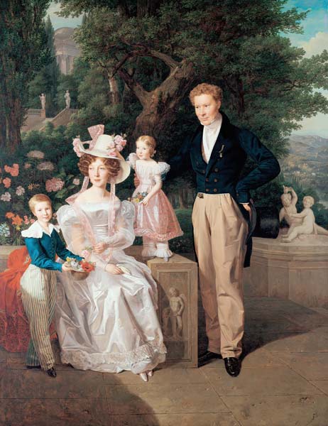 Die Familie Neuhaus. Legationsrat Ritter von Neuhaus (um1770-1855) mit Frau u.K à Ferdinand Georg Waldmüller