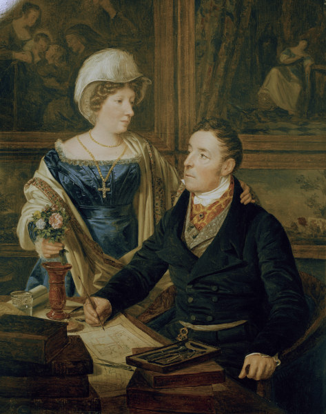 F.G.Waldmüller / Cartographer and wife à Ferdinand Georg Waldmüller
