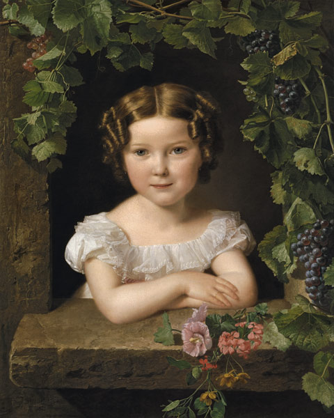 Petite fille, sous un feuillage de lierre à Ferdinand Georg Waldmüller