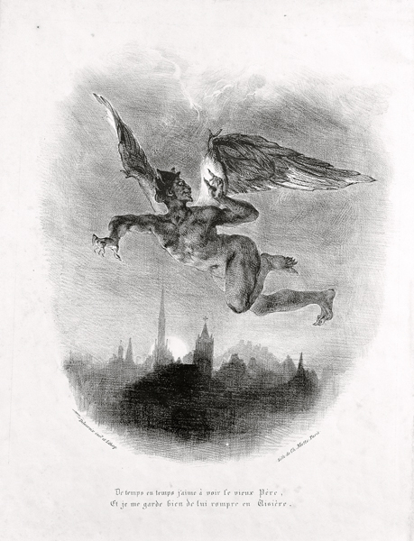 Mephistopheles Prologue in The Sky. Illustration to Goethe's Faust à Eugène Delacroix