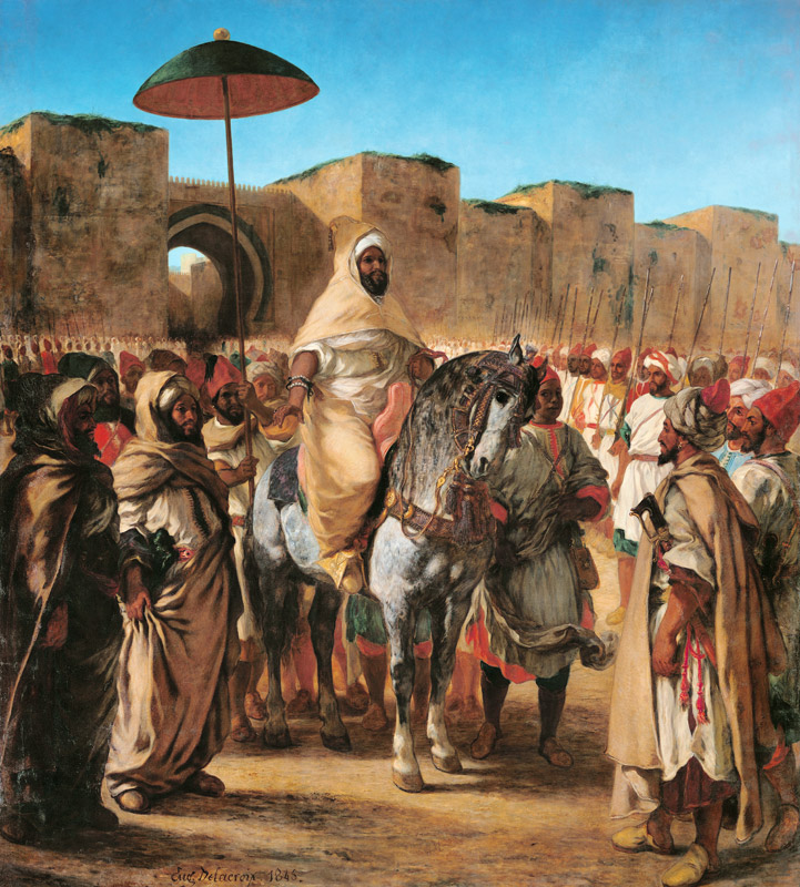 Muley Abder-Rahman entourés de ses gardes du corps et princes à Eugène Delacroix