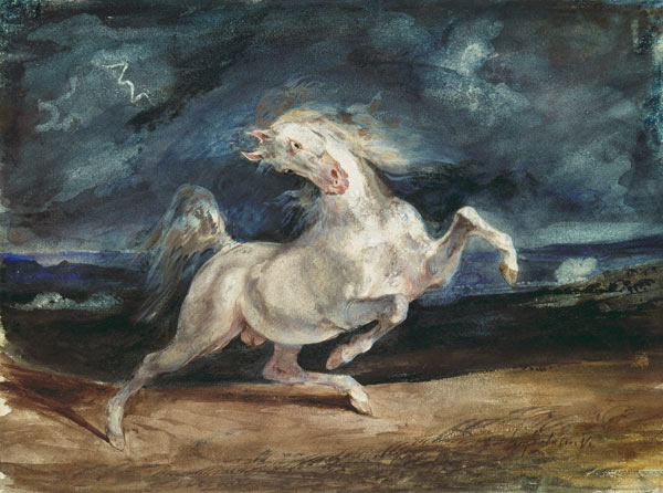 Horse Frightened by Lightning à Eugène Delacroix