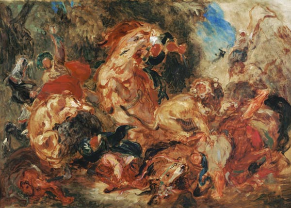 Study for The Lion Hunt à Eugène Delacroix