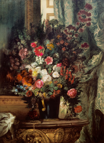 Vase avec des fleurs sur une console à Eugène Delacroix