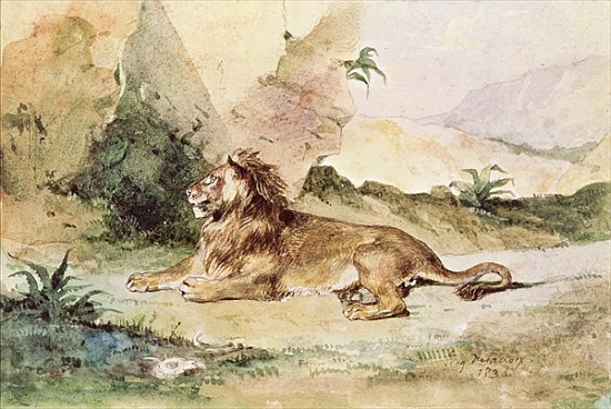 A Lion in the Desert à Eugène Delacroix