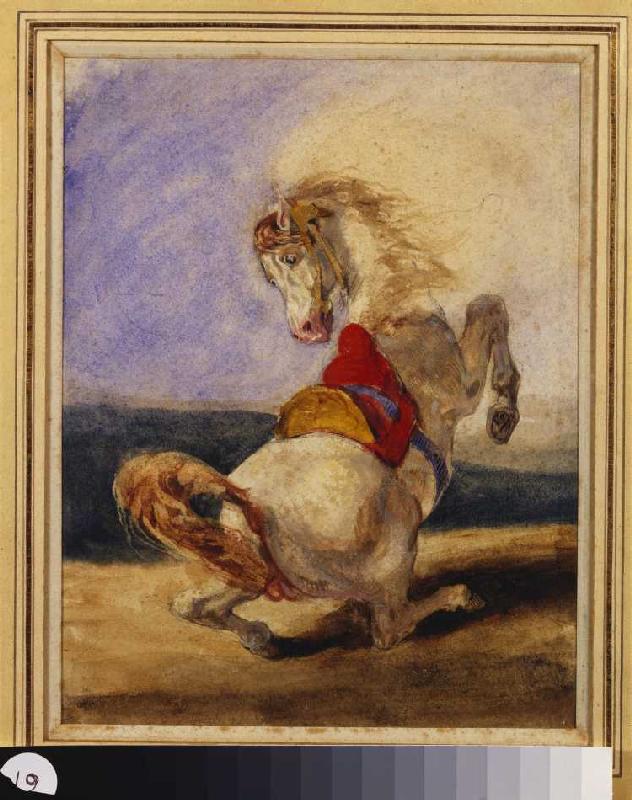 Aufbäumendes Pferd. à Eugène Delacroix