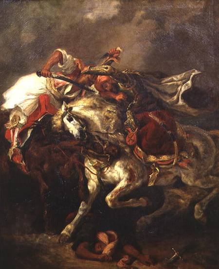 The Battle of Giaour and Hassan, after Byron's poem, 'Le Giaour' à Eugène Delacroix