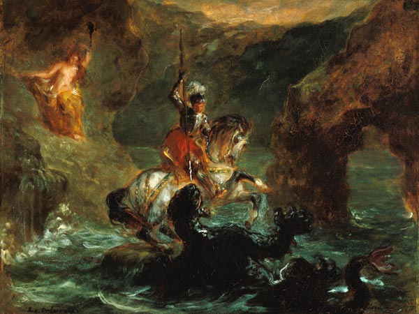 Saint Georges dans la lutte avec le dragon à Eugène Delacroix