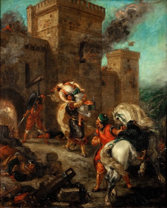 Rebecca Raped by a Knight Templar During the Sack of the Castle Frondeboeuf à Eugène Delacroix