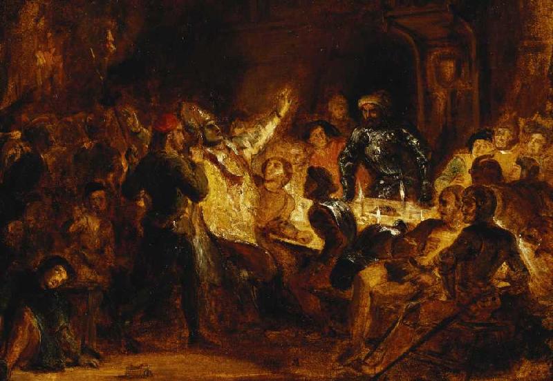 Die Ermordung des Bischofs von Lüttich (Szene aus Walter Scotts Novelle 'Quentin Durward'). à Eugène Delacroix