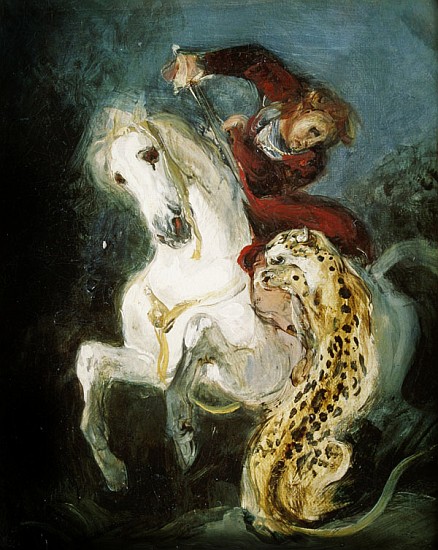 Jaguar Attacking a Horseman, c.1855 à Eugène Delacroix