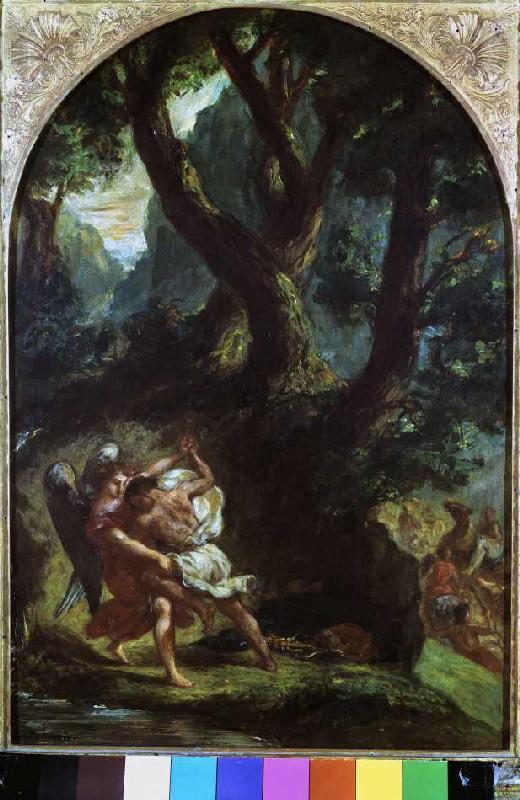 Jacob lutte avec l'ange à Eugène Delacroix