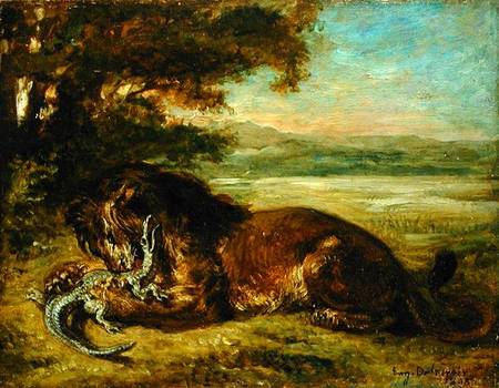 Lion and Alligator à Eugène Delacroix