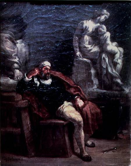 Michelangelo (1475-1564) in his Studio à Eugène Delacroix