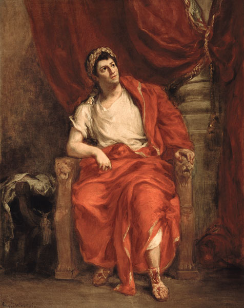 Portrait of Francois Joseph Talma (1763-1826) as Nero in 'Britannicus' by Jean Racine (1639-99) à Eugène Delacroix