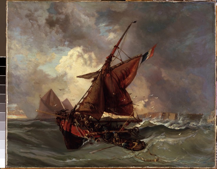 Ships at stormy sea à Eugène Delacroix