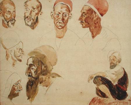 Sketches of Heads à Eugène Delacroix