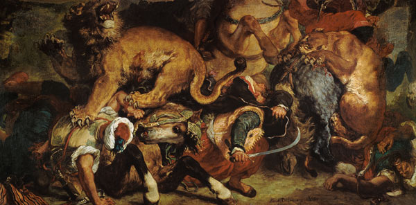The Lion Hunt à Eugène Delacroix