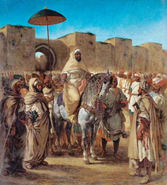 Muley Abder-Rahman entourés de ses gardes du corps et princes à Eugène Delacroix